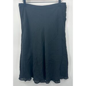 Kate Hill Midi Skirt Women's Silk Black A-Line Modest Minimalist Size 12